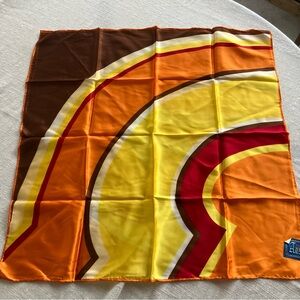 Vibrant Orange & Yellow Fabric Mitsubishi Acetate Carolan Scarf 1960’s 26x26